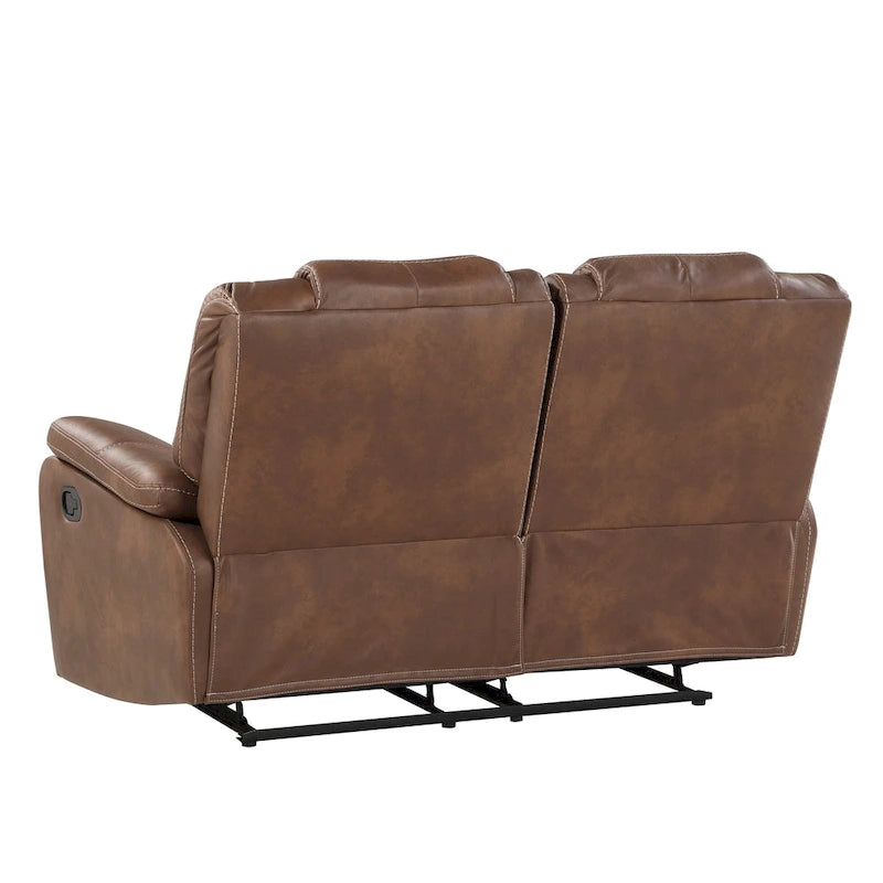 Faux Leather Manual Reclining Loveseat