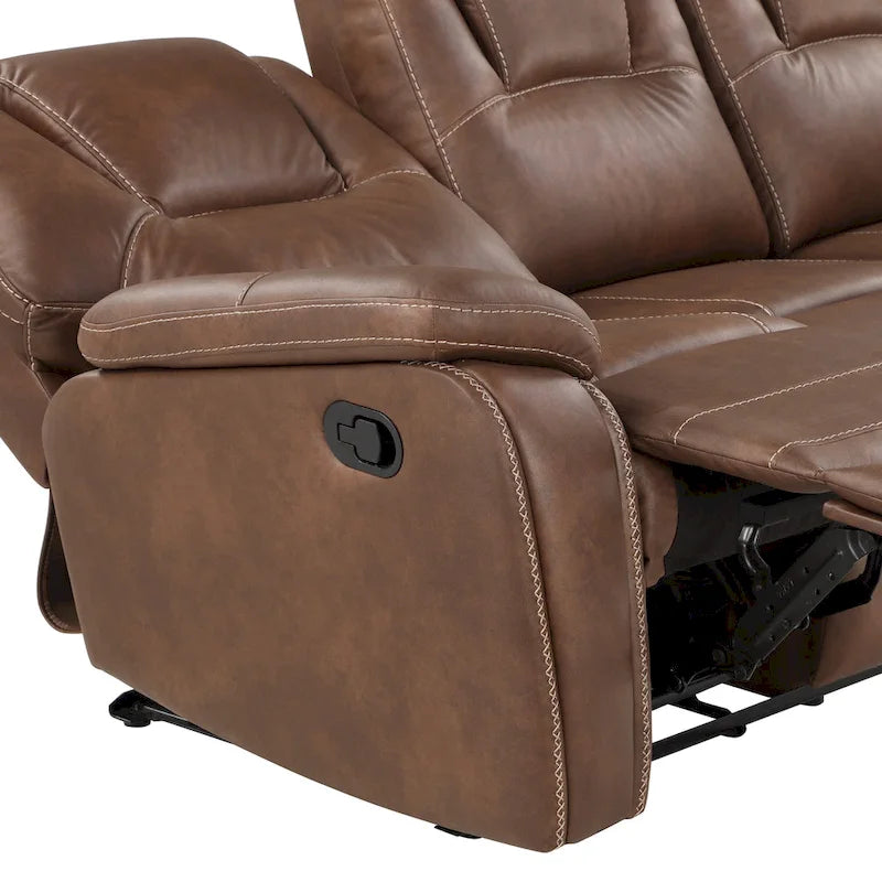 Faux Leather Manual Reclining Loveseat