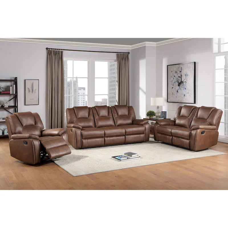Faux Leather Manual Reclining Loveseat