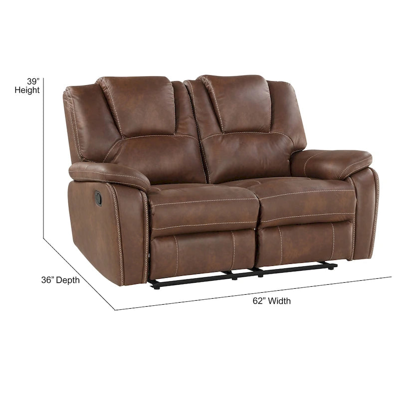 Faux Leather Manual Reclining Loveseat