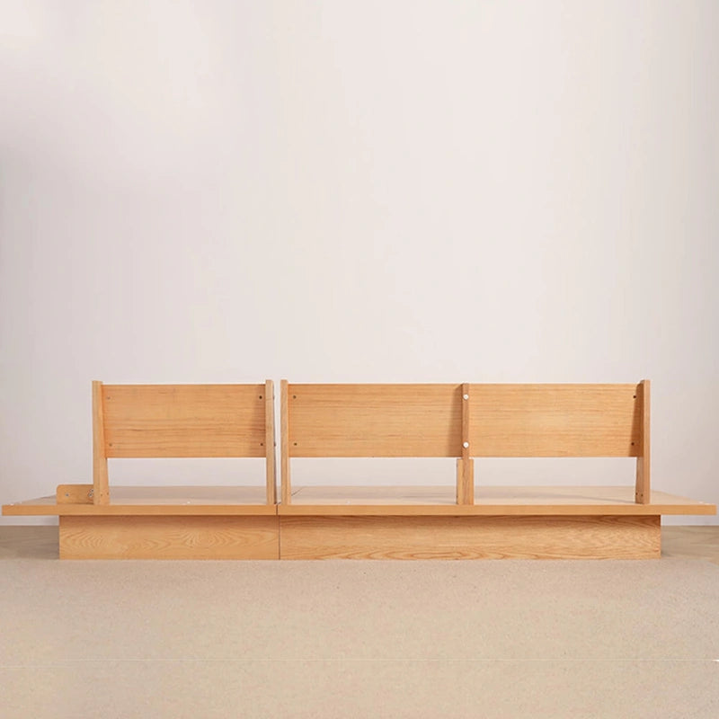 Cotton Linen Beige Sofa with Wood Frame
