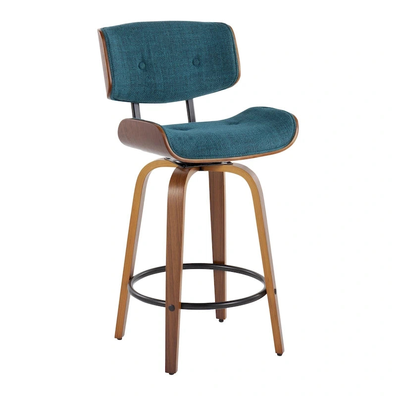 26" Fixed-Height Counter Stool with Bent Wood Legs, Set of 2