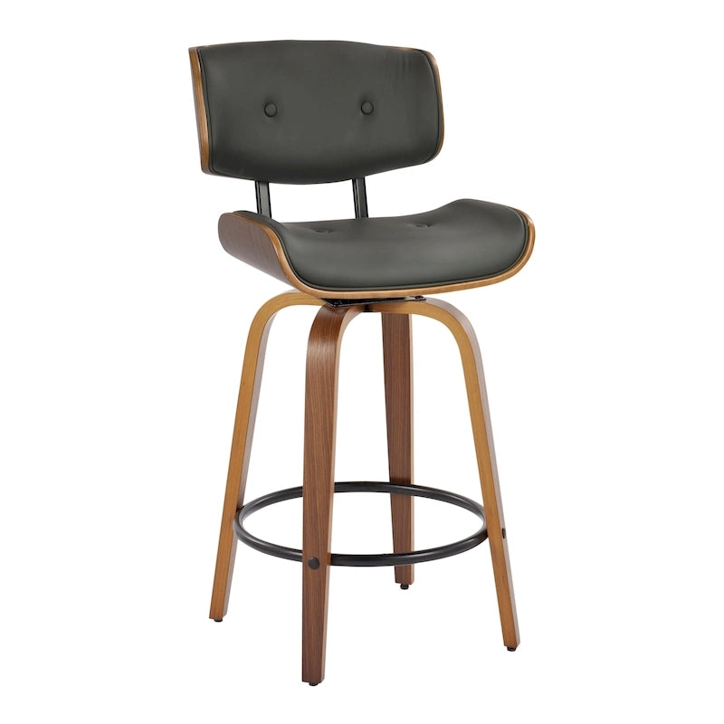 26" Fixed-Height Counter Stool with Bent Wood Legs, Set of 2