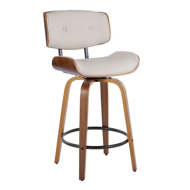 26" Fixed-Height Counter Stool with Bent Wood Legs, Set of 2