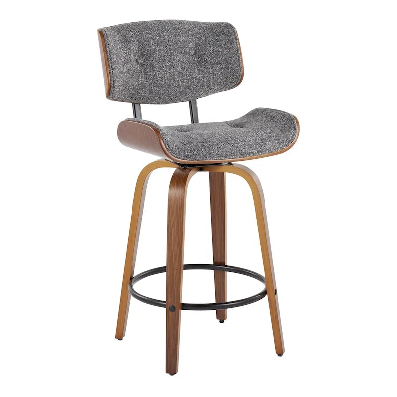 26" Fixed-Height Counter Stool with Bent Wood Legs, Set of 2