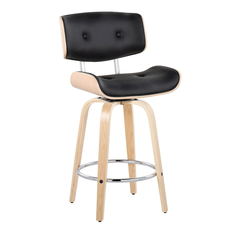 26" Fixed-Height Counter Stool with Bent Wood Legs, Set of 2
