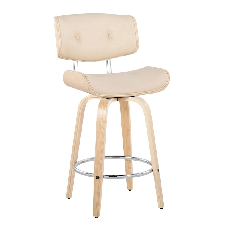 26" Fixed-Height Counter Stool with Bent Wood Legs, Set of 2