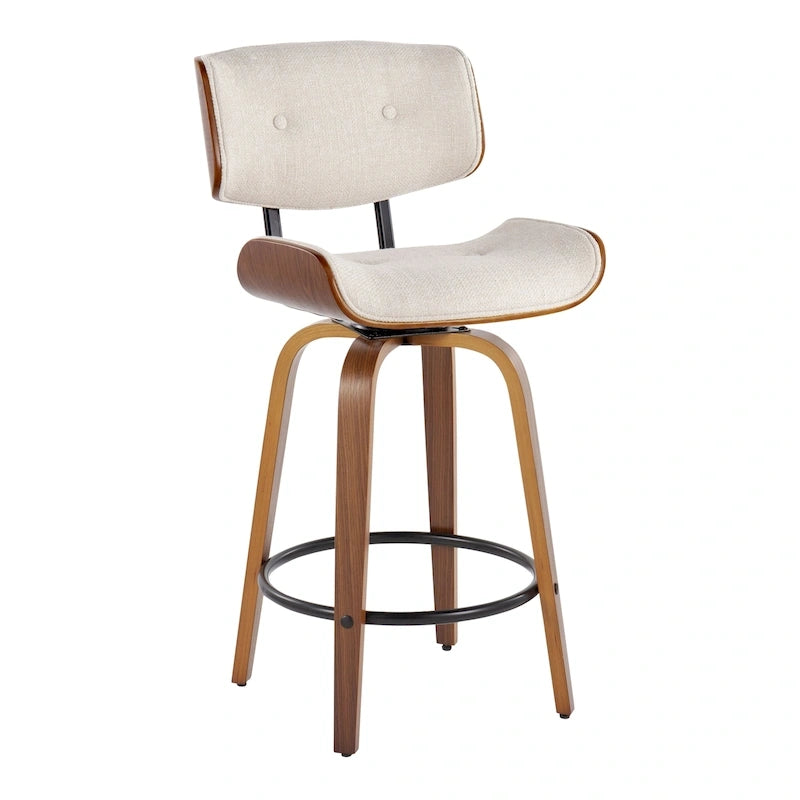 26" Fixed-Height Counter Stool with Bent Wood Legs, Set of 2