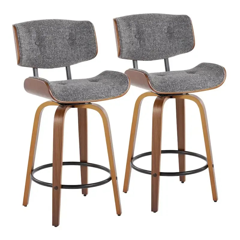 26" Fixed-Height Counter Stool with Bent Wood Legs, Set of 2