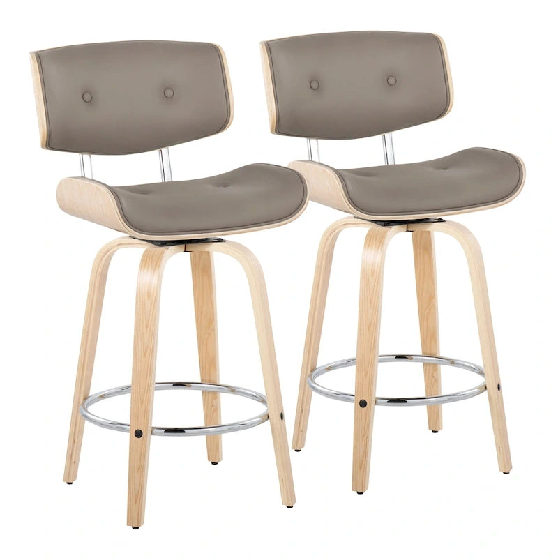 26" Fixed-Height Counter Stool with Bent Wood Legs, Set of 2