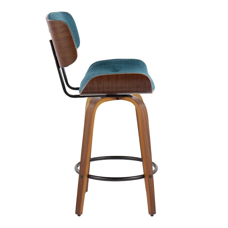 26" Fixed-Height Counter Stool with Bent Wood Legs, Set of 2