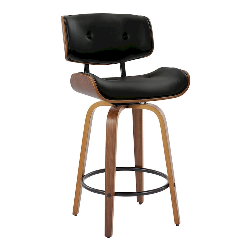 26" Fixed-Height Counter Stool with Bent Wood Legs, Set of 2
