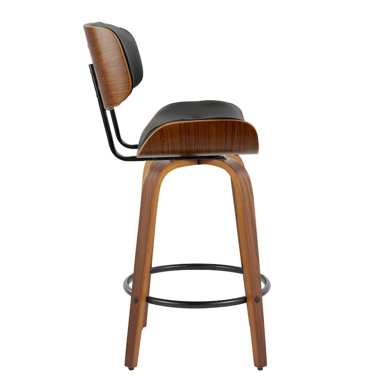 26" Fixed-Height Counter Stool with Bent Wood Legs, Set of 2