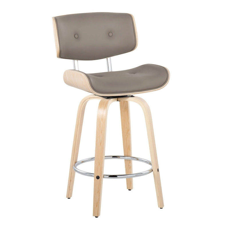 26" Fixed-Height Counter Stool with Bent Wood Legs, Set of 2