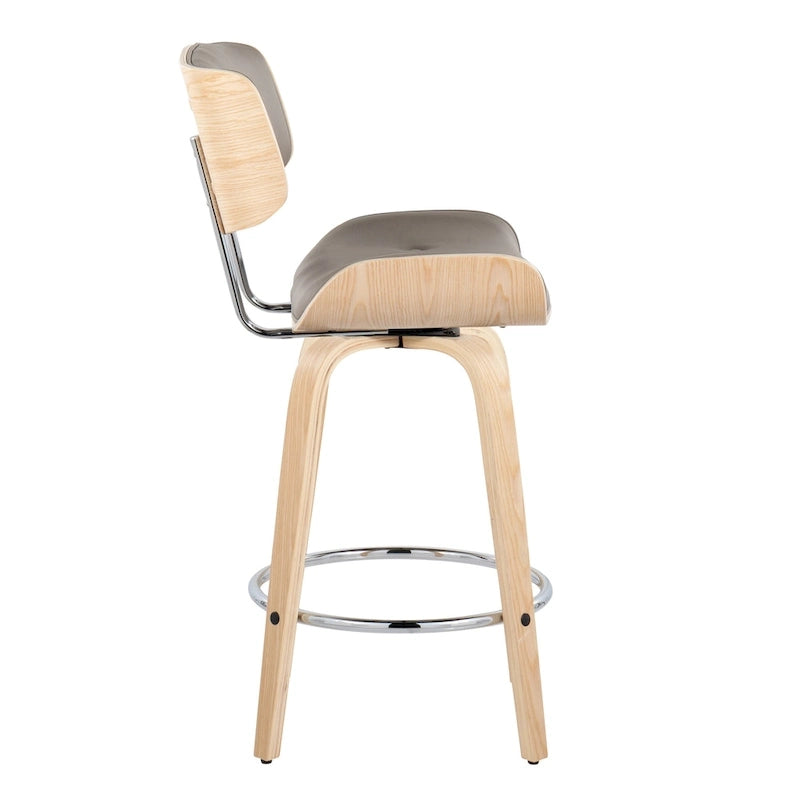 26" Fixed-Height Counter Stool with Bent Wood Legs, Set of 2