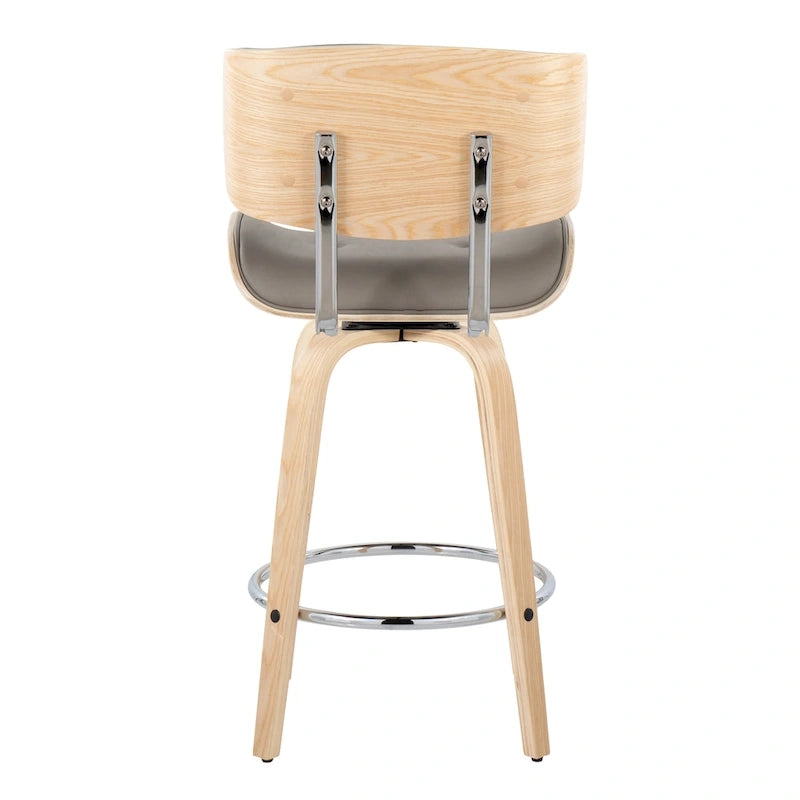 26" Fixed-Height Counter Stool with Bent Wood Legs, Set of 2