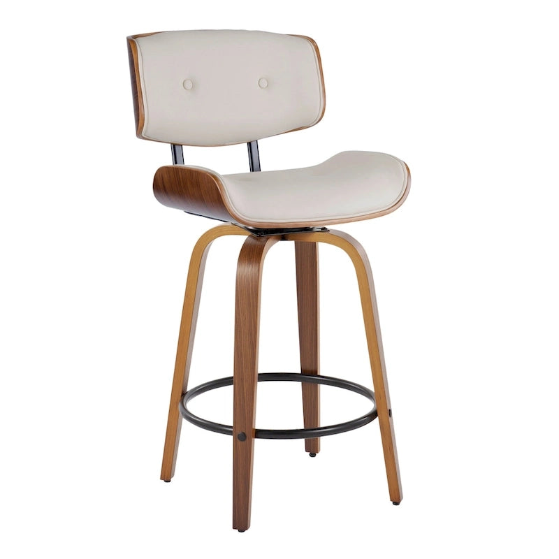 26" Fixed-Height Counter Stool with Bent Wood Legs, Set of 2
