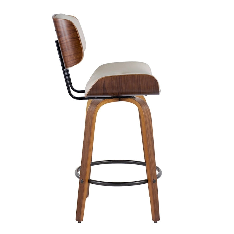 26" Fixed-Height Counter Stool with Bent Wood Legs, Set of 2