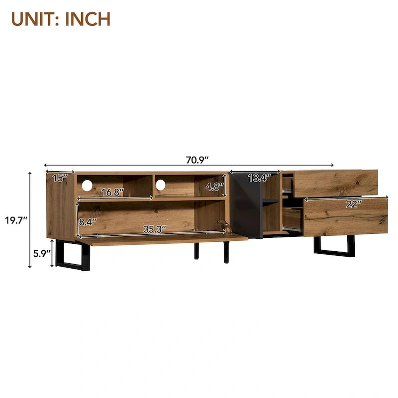 Modern TV Stand for 80" TVs with Double Storage Space
