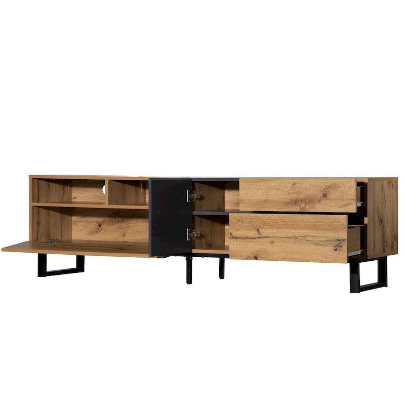 Modern TV Stand for 80" TVs with Double Storage Space