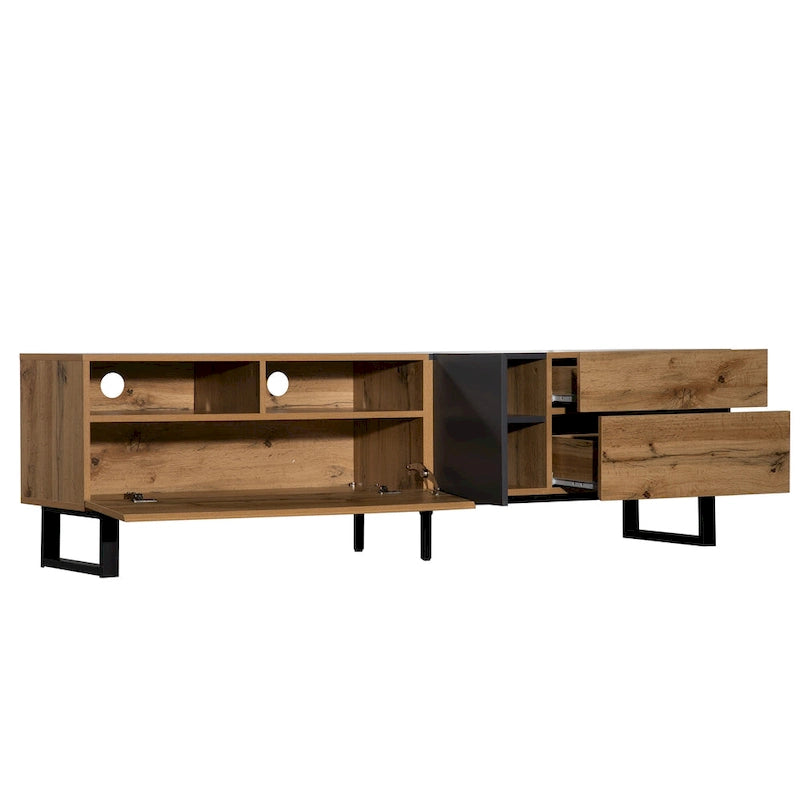 Modern TV Stand for 80" TVs with Double Storage Space