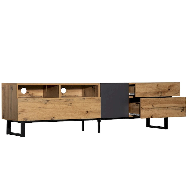 Modern TV Stand for 80" TVs with Double Storage Space