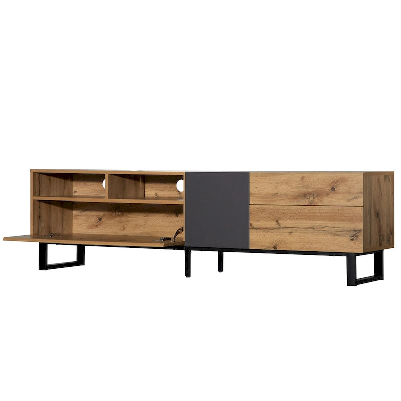 Modern TV Stand for 80" TVs with Double Storage Space