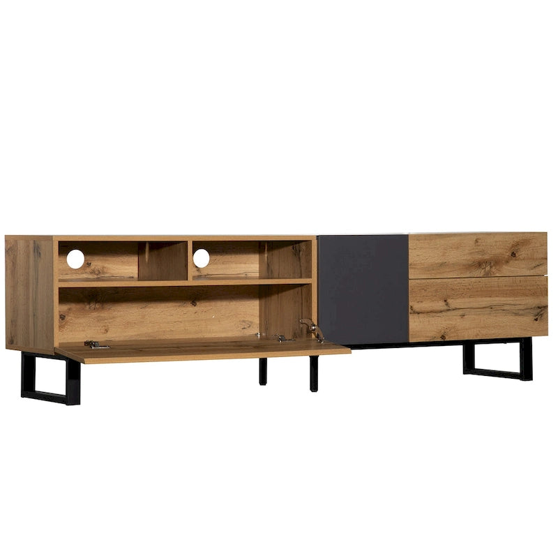Modern TV Stand for 80" TVs with Double Storage Space