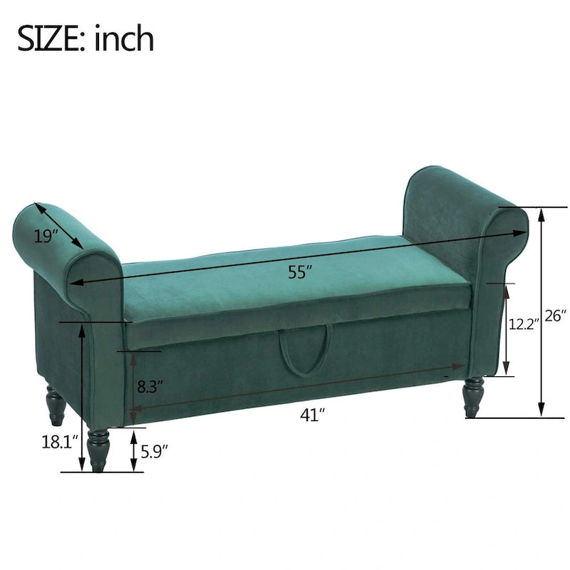 Storage Bench Ottoman with Upholstered Arms - Bench in Front of Bed