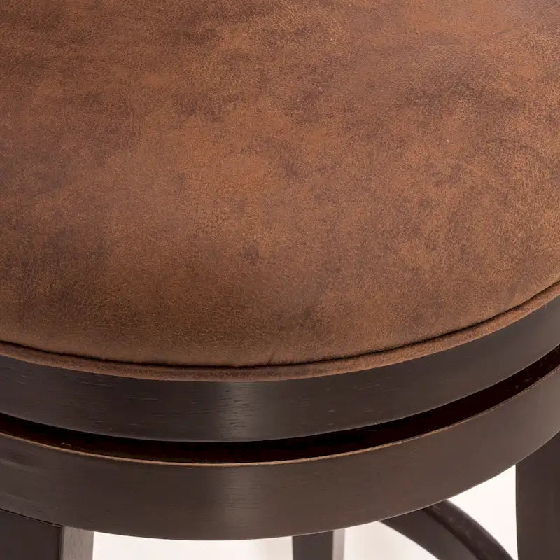 Wood Swivel Stool with Arch Back & Nailhead Trim