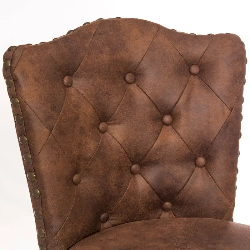 Wood Swivel Stool with Arch Back & Nailhead Trim