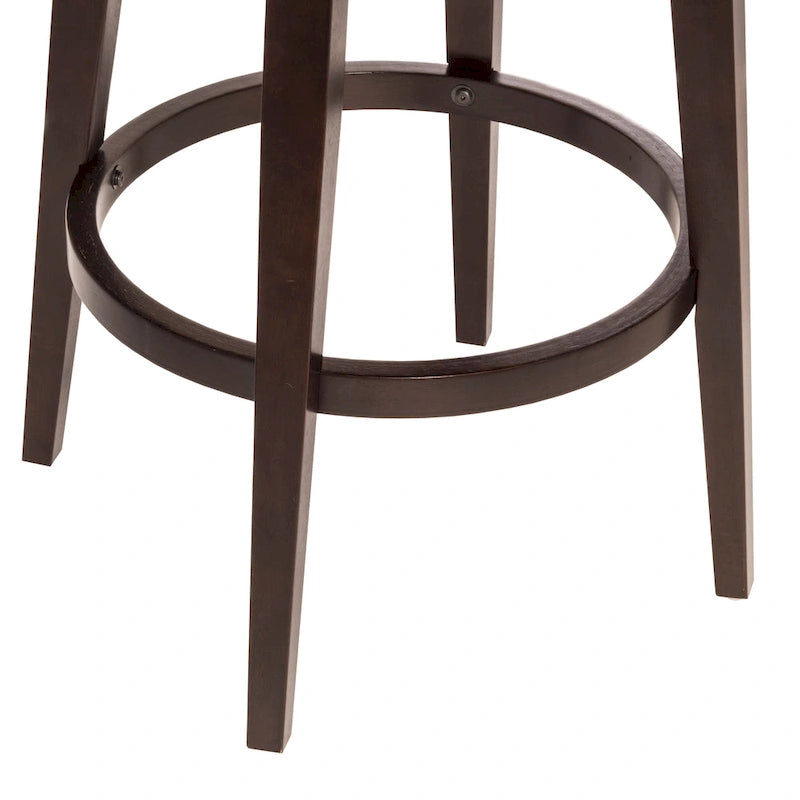 Wood Swivel Stool with Arch Back & Nailhead Trim
