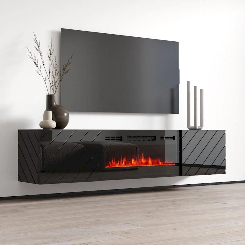 72" Wall Mounted Electric Fireplace TV Stand