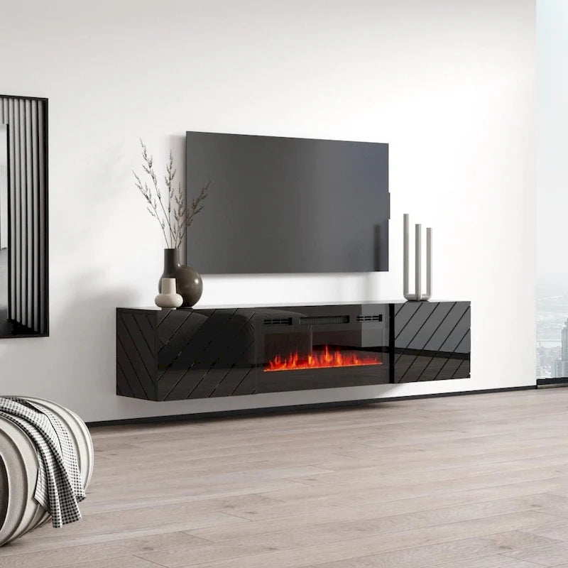 72" Wall Mounted Electric Fireplace TV Stand