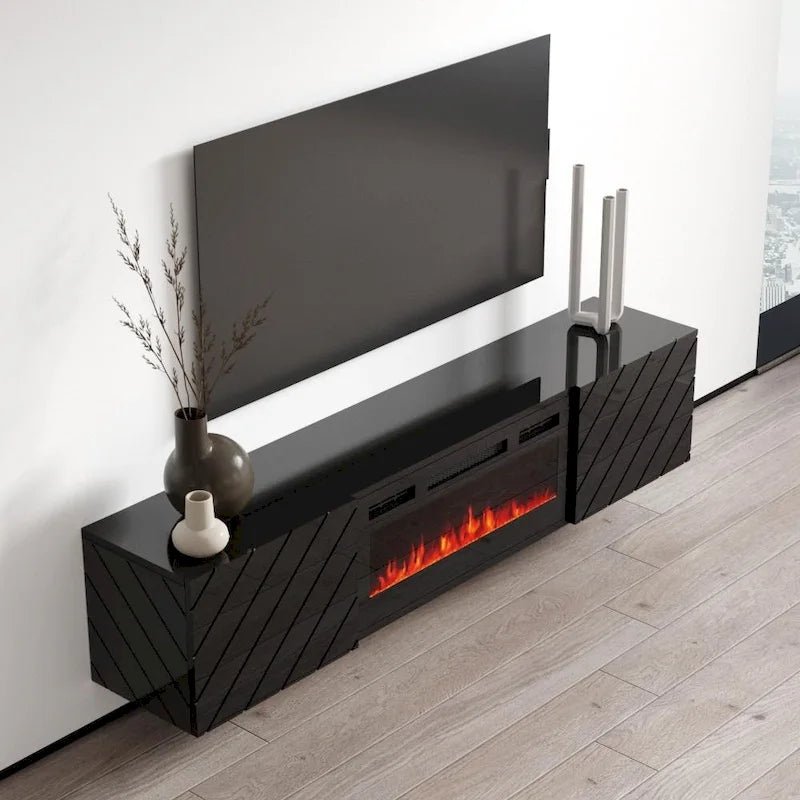 72" Wall Mounted Electric Fireplace TV Stand