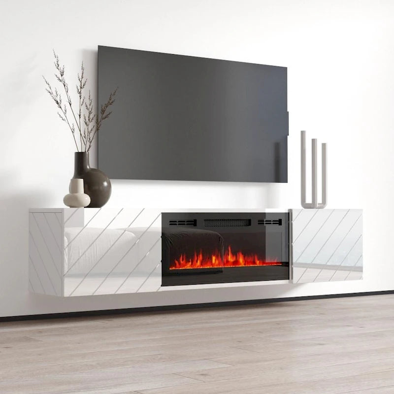 72" Wall Mounted Electric Fireplace TV Stand