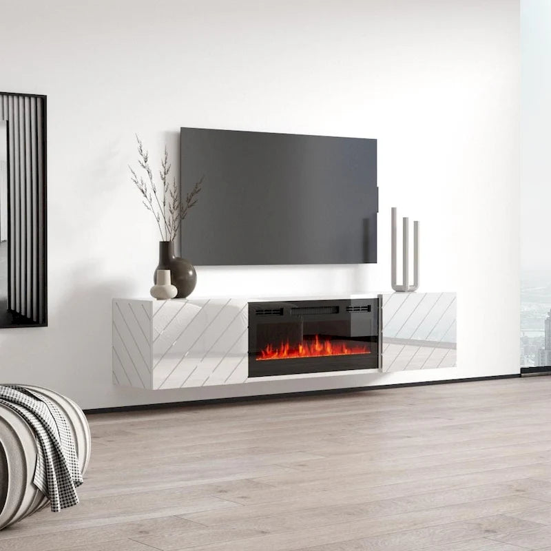 72" Wall Mounted Electric Fireplace TV Stand