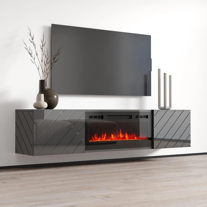 72" Wall Mounted Electric Fireplace TV Stand