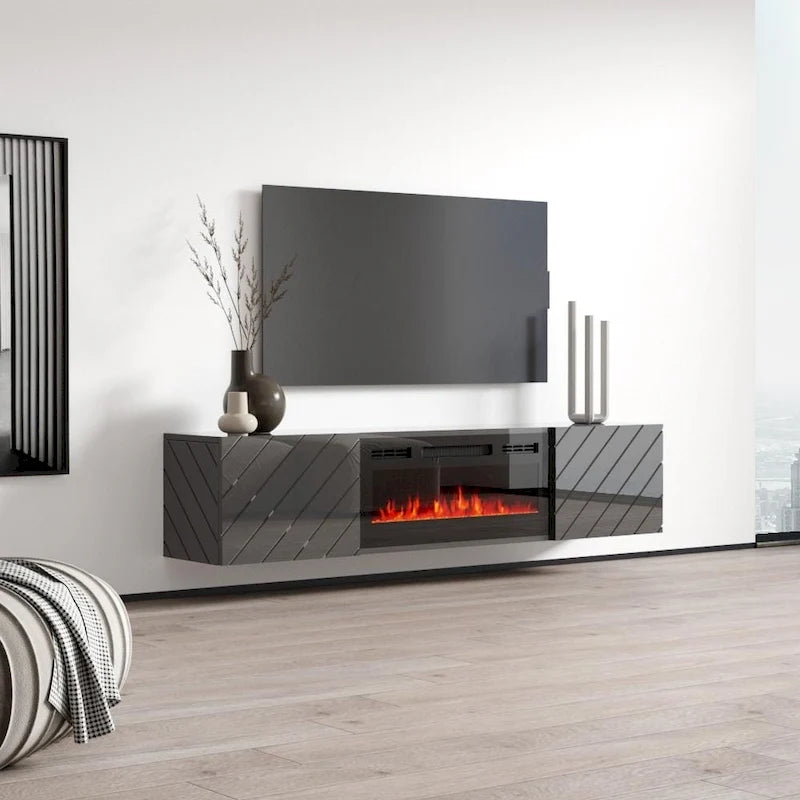 72" Wall Mounted Electric Fireplace TV Stand