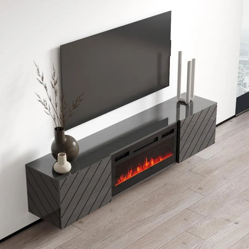 72" Wall Mounted Electric Fireplace TV Stand