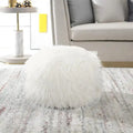 Unstuffed Round Faux Fur Ottoman Pouf Cover - Foot Stool