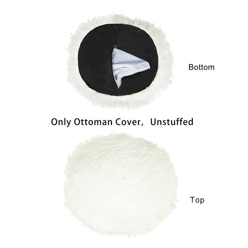 Unstuffed Round Faux Fur Ottoman Pouf Cover - Foot Stool