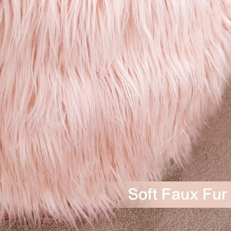 Unstuffed Round Faux Fur Ottoman Pouf Cover - Foot Stool