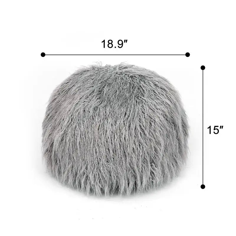 Unstuffed Round Faux Fur Ottoman Pouf Cover - Foot Stool