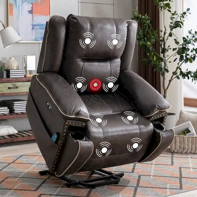 Power Lift Recliner Chair with Massage, Heating, Cup Holder & USB Port