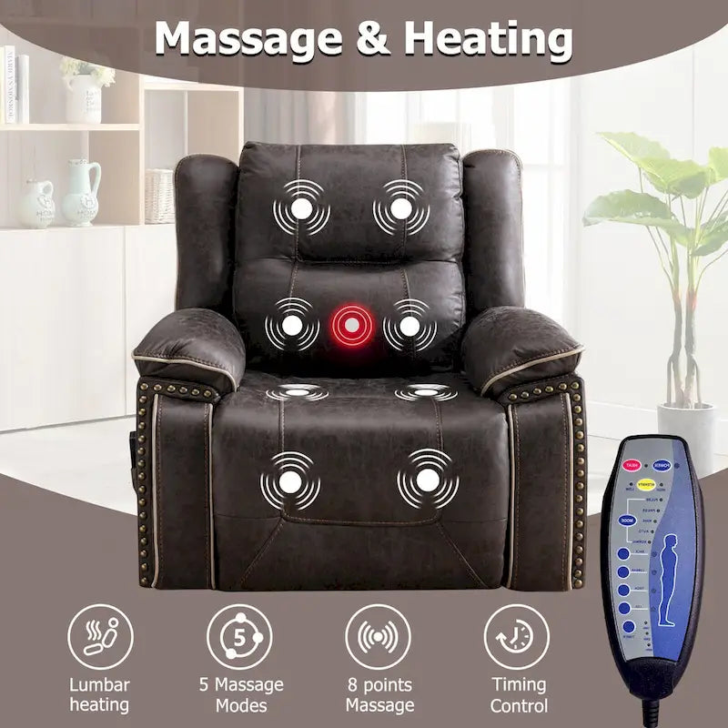 Power Lift Recliner Chair with Massage, Heating, Cup Holder & USB Port