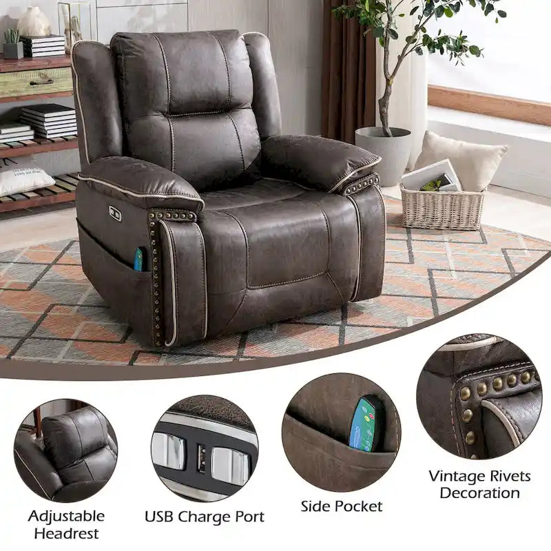 Power Lift Recliner Chair with Massage, Heating, Cup Holder & USB Port