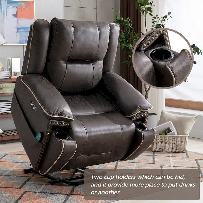 Power Lift Recliner Chair with Massage, Heating, Cup Holder & USB Port