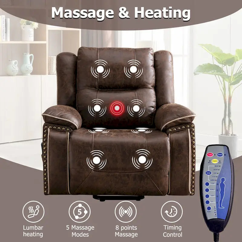 Power Lift Recliner Chair with Massage, Heating, Cup Holder & USB Port