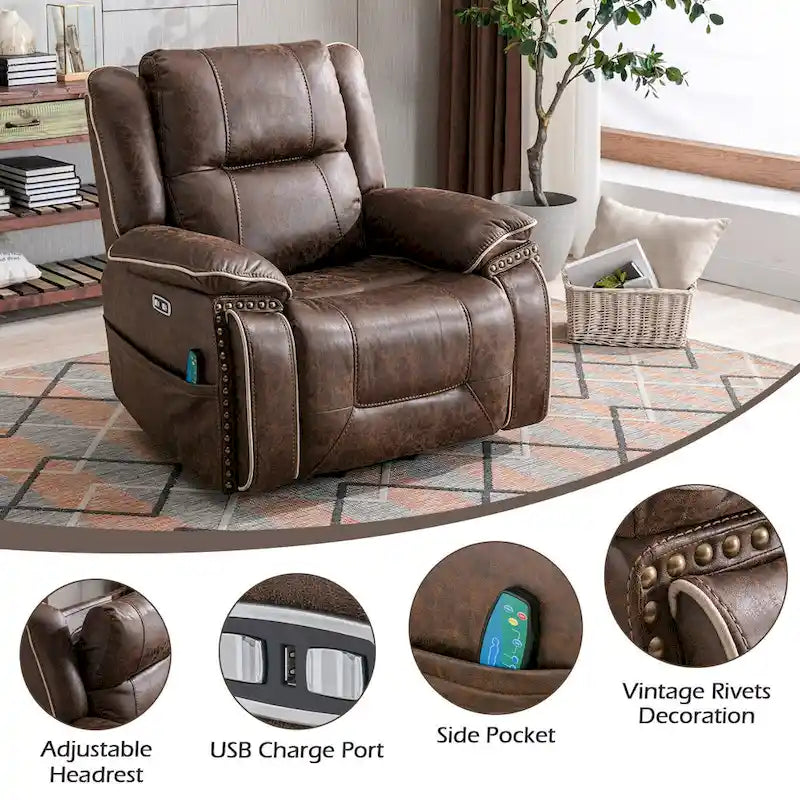 Power Lift Recliner Chair with Massage, Heating, Cup Holder & USB Port